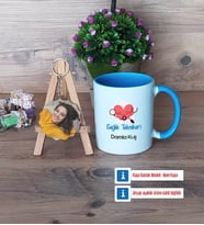 Sağlık Teknikeri Kupa Bardak Beyaz ve Fotoğraflı Ahşap Anahtarlık HediyeTıp Bayramı Hediyesi (Model 4)