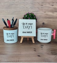 İyi Ki Varsın Dayı Hediye Sepeti Kupa Bardak T Kulplu, Kalemlik ve Dekoratif Taş Dayıya Doğum Günü Hediyesi (Model 4)
