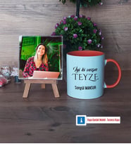 Teyzeye Doğum Günü Hediyesi Fotoğraflı Dekoratif Taş, Kupa Bardak Beyaz Hediye (Model 13)