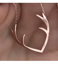 Geyik Boynuzu Gümüş Kolye Özel Gün Hediyesi Doğum Günü Hediyesi (Gold)
