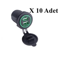 Araç,Karavan,Tekne,Kamyon Çift Port Usb Şarj 10 ADET  RENK SEÇENEKLİ (Yeşil)