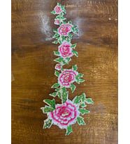 49X16 CM ÜTÜ İLE YAPIŞAN PAYETLİ KESİLEBİLİR DEMET ÇİÇEK APLİKE ARMA YAMA DİKİŞ (Pembe)