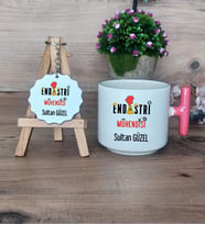 Endüstri Mühendisi Hediye Seti Kupa Bardak T Kulplu ve Anahtarlık Mühendisler Günü Hediyesi (Model 4)