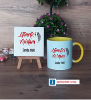 Yönetici Asistanına Hediye Dekoratif Taş, Kupa Bardak Kırmızı Hediye (Model 6)