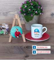 Uluslararası İlişkiler Uzmanı Türk Kahvesi Fincanı Ahşap Altlıklı ve Fotoğraflı Ahşap Anahtarlık Hediye (Model 3)