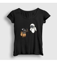 Presmono Kadın Beyaz Gift Wall E Eve T-Shirt 427561tt (Siyah)