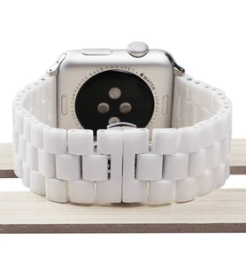 Apple Watch 10/11 42mm-38/40/41mm Kordon Parlak Metal Kordon 2/3/4/5/6/se/7/8/9 (Beyaz)