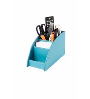 Masaüstü Deri Kalemlik Kumandalık Organizer 4 Gözlü Desktop Organizer Rainbow Vegan 10x21,5x12,5 cm (Turkuaz)