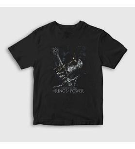 Presmono Unisex Çocuk Beyaz Yüzüklerin Efendisi Güç Yüzükleri Rings Of Power T-Shirt 363929tt (Siyah)