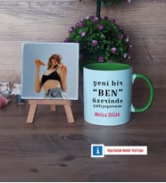 Motto Yeni Bir Ben Fotoğraflı Dekoratif Taş, Kupa Bardak Beyaz Hediye (Model 14)