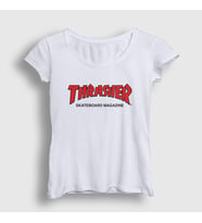 Presmono Kadın Sarı Logo V3 Thrasher T-Shirt 278712tt (Beyaz)