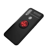 Oppo A31 Kılıf Yüzüklü Magnetli Ravel Case (Siyah-Kırmızı)