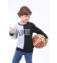 Toontoy Erkek Çocuk İki Renkli Baskılı Sweatshirt ( Gri-Melanj)