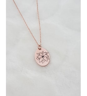 Doğum Çiçeği Kolye, Birth Flower Necklase (Aralık- December) (Gümüş)