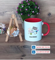 Web Tasarım Uzmanı Kupa Bardak Beyaz ve Fotoğraflı Ahşap Anahtarlık Hediye (Model 2)