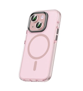 iPhone 15 Kılıf Airbagli Magsafe Wireless Şarj Özellikli Klaptika Kılıf (Pembe)