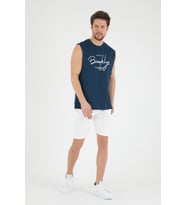 Süperlife Erkek Bisiklet Yaka Regular Fit Brooklyn Baskılı Tişört SPR22TS115 (Lacivert)