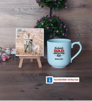 Babaya Hediye Fotoğraflı Dekoratif Taş, Kupa Bardak Beyaz Hediye Babaya Doğum Günü Hediyesi (Model 5)