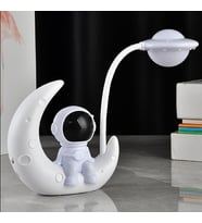 Astronot Ay Gece Lambası Çocuk Usb Şarj Edilebilir Led Lamba (Pudra)
