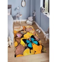 Dijital Baskılı Kaymaz Taban Yıkanabilir Kolay Temizlenir Modern Çocuk Odası Halısı NDÇ-HT-1157 (Sarı)