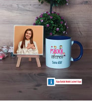 Psikoloji Öğretmeni Fotoğraflı Dekoratif Taş, Kupa Bardak Beyaz Hediye (Model 3)