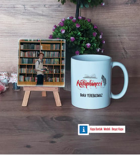 Kütüphaneci Fotoğraflı Dekoratif Taş, Kupa Bardak Beyaz Hediye (Model 1)