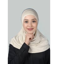 Hazır Türban Pratik Eşarp Tesettür Hijab - Namaz Örtüsü (Krem)