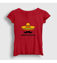Presmono Kadın Sarı Senior Developer Yazılımcı T-Shirt 338972tt (Kırmızı)