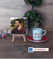 Elektrik Elektronik Mühendisi Fotoğraflı Dekoratif Taş, Ahşap Altlıklı Türk Kahvesi Fincanı Hediye (Model 3)
