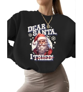 bisiklet yaka kadın Sevgili noel baba denedim Baskılı Sweatshirt erkek unisex kalın Sweatshirt 3 (Siyah)