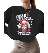 bisiklet yaka kadın Sevgili noel baba denedim Baskılı Sweatshirt erkek unisex kalın Sweatshirt 3 (Siyah)
