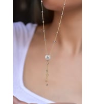 Papatya Silver 925 Ayar Gümüş Üç Renk Dorika Toplu Tektaş Kolye (Gold)
