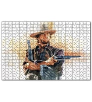 Cakapuzzle Clint Eastwood ve Çift Silahı Suluboya Efekti  Puzzle Yapboz MDF (Ahşap) (1000 Parça)