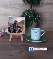 Metalurji ve Malzeme Mühendisi Fotoğraflı Dekoratif Taş, Ahşap Altlıklı Türk Kahvesi Fincanı Hediye (Model 9)