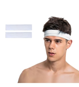 Spor Saç Bandı 2li Sporcu Erkek Kafa Bandı Headband Tenis Gym Ter Bantı Spor Fitness Saç Bantları Yoga Crossfit Bisiklet Koşu Yürüyüş Erkekler İçin Süper Penye Esnek Canlı Likralı İddia Geniş Alın Bandı 2li Set (Beyaz)