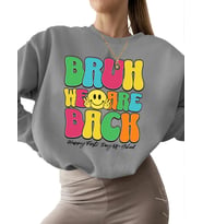 unisex kalın Sweatshirt Bej bisiklet yaka 3 iplik şardonlu erkek Kardeşim geri döndük okulun i·lk (Gri)