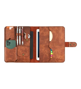 Twingold Kişiye Özel %100 Deri Rainbow iPad Organizer 10.9" Fuşya (Turuncu)