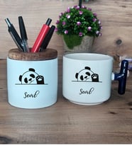 Sevimli Panda Hediye Sepeti Kupa Bardak T Kulplu, Kalemlik Hediyeleri Arkadaşa Doğum Günü Hediyesi (Model 2)