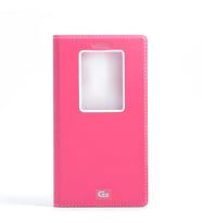 LG G2 Kılıf Dolce Kapaklı Kılıf (Koyu Pembe)