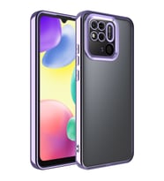 Xiaomi Redmi 10C Kılıf Case, Logo Showing Serisi, Şeffaf, Kamera Korumalı, Logo Gösteren Renkli Çizgi Tasarım (Lila)