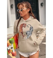 Unisex Tiger Baskılı Sweatshirt (Bej)