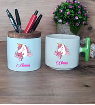 Unicorn Hediye Sepeti Kupa Bardak T Kulplu, Kalemlik Hediyeleri Kız Çocuğuna Arkadaşa Sevgiliye Doğum Günü Hediyesi (Model 8)