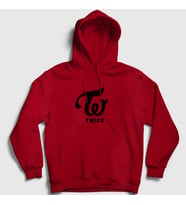Presmono Unisex Gri Logo V2 K-Pop Twice Kapüşonlu Sweatshirt 281111tt (Kırmızı)