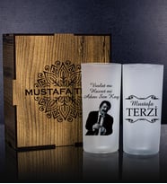 eJOYA Kişiye Özel Kutusunda 2'li Rakı Bardağı Hediye Seti 107152 (Mavi)