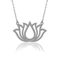 Kişiye Özel 925 Ayar Gümüş Lotus Çiçeği Kolye Renkleriyle (Gümüş)