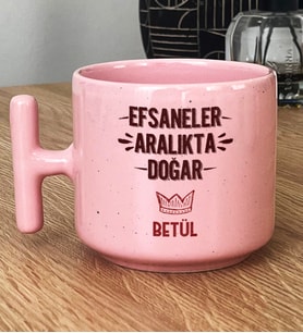 Kişiye Özel Efsaneler Aralıkta Doğar Hediye Pastel T Kupa Doğum Günü Hediyesi (Pembe)