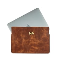 Twingold Kişiye Özel %100 Deri Rainbow 16" Macbook Kılıfı Antrasit (Kahverengi)