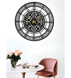 Alpha Metal Design - Desenli Roma Rakamlı Duvar Saati - 50X50 Cm Metal Duvar Saati - Siyah Duvar Saati AMD3120 (Siyah)