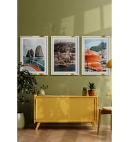 Çerçeveli Tablo  Dekorasyon  Ev Dekoru Modern Sanat Sahil Baskısı İtalya Duvar Sanatı  Plaj Tatil ÖZC-453 (Altın)