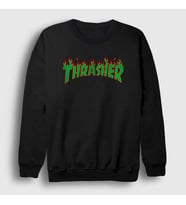 Presmono Unisex Beyaz Logo V4 Thrasher Sweatshirt 278938tt (Siyah)